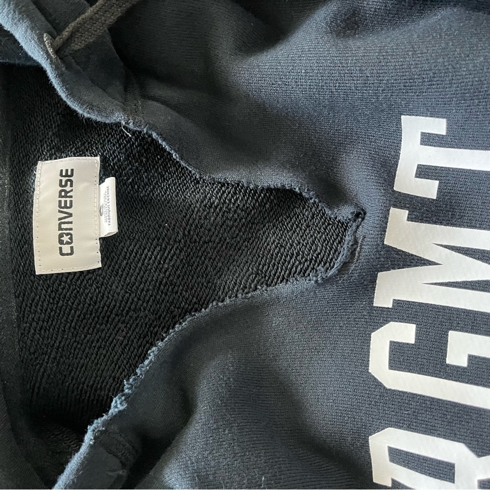 FRAGMENT x CONVERSE sz S Black Pullover Fleece Hoodie Long Sleeve Bolt - Picture 7 of 9